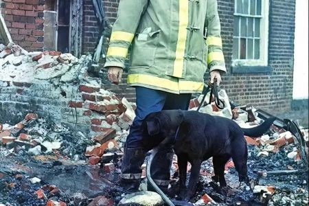 Douglas Lancelot y “Mattie”, la primera perra certificada en detección de acelerantes